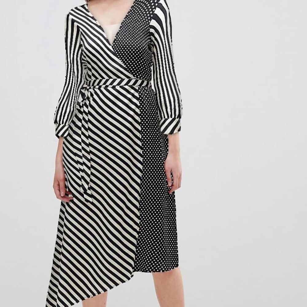 Stradivarius stripe and polka dot dress